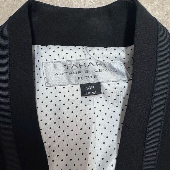 EUC Tahari ASL Women's Black Skirt Suit Set Size 14 Petite Formal 2 Piece - Picture 5 of 16